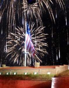 This time, the bombs bursting in air were celebratory.