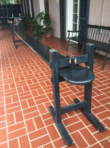 It's okay to sit on this bench on the first floor piazza and rock away. Better if you're rocking with your sweetheart.